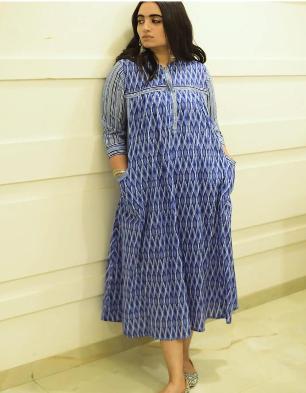 Blue Ikat Pocket Dress