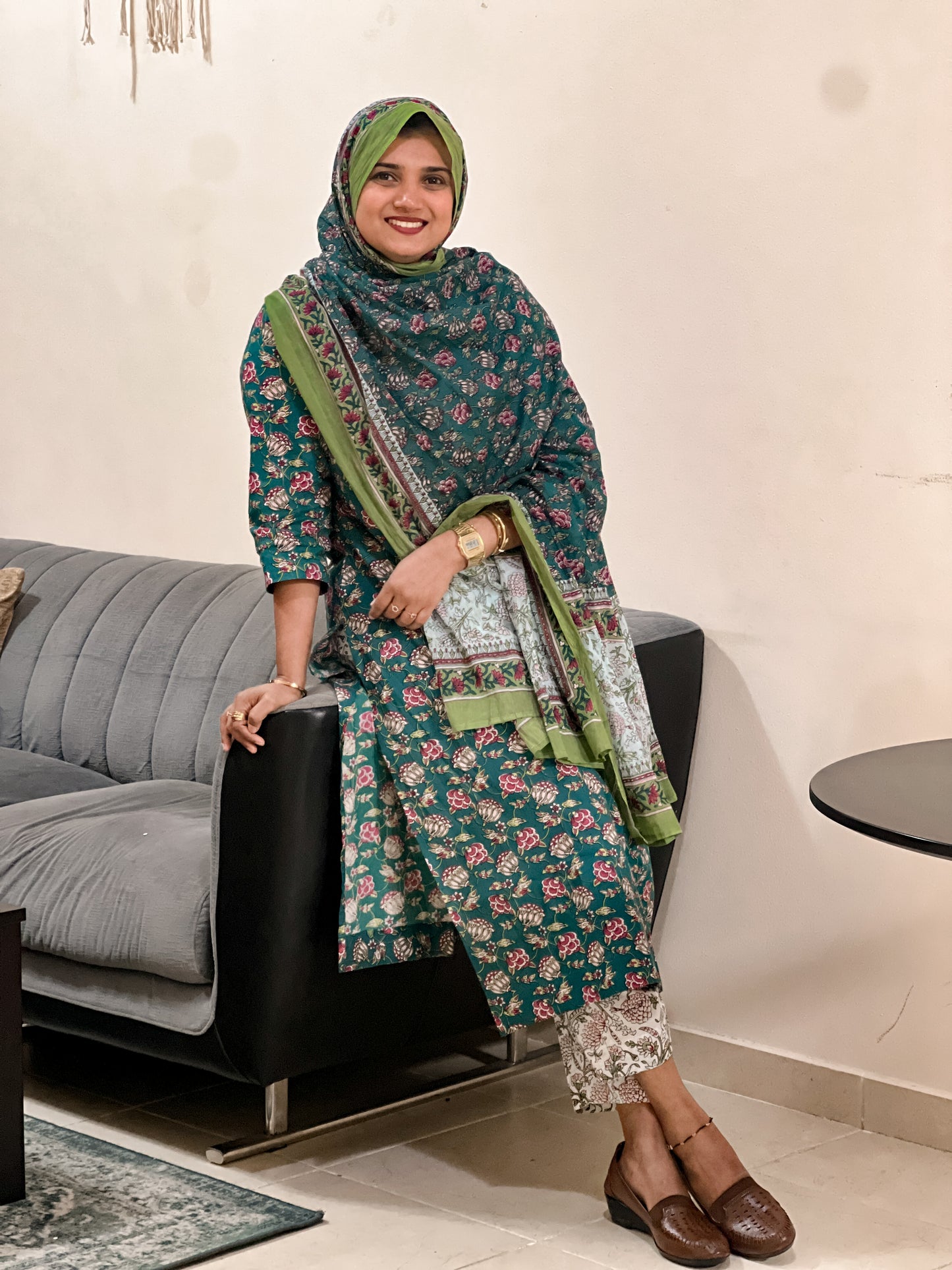 Green Floral Printed Salwar Set