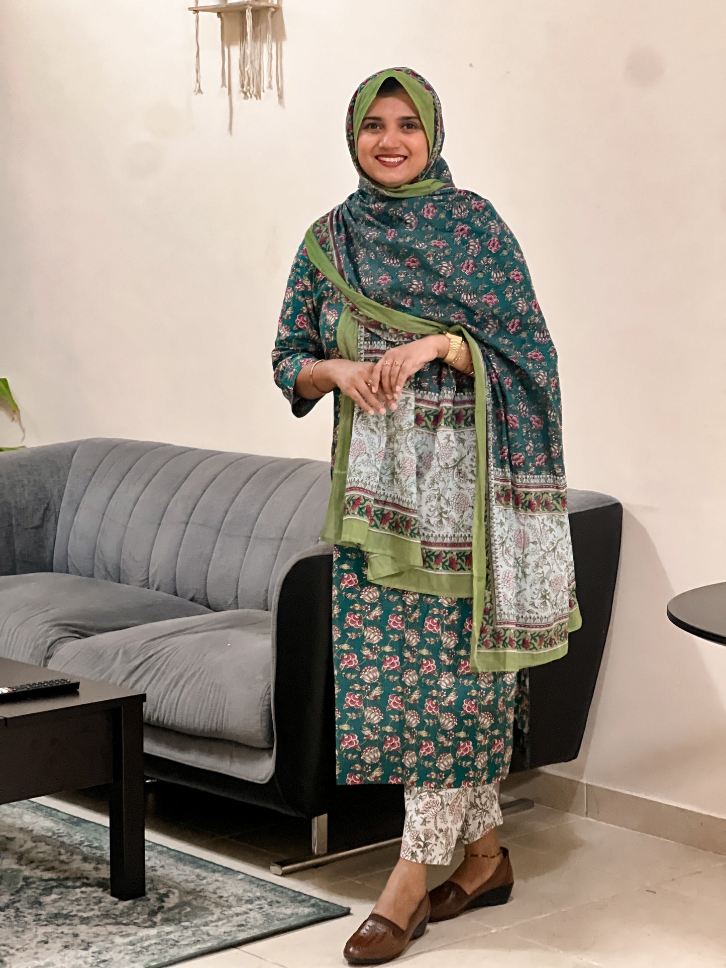 Green Floral Printed Salwar Set