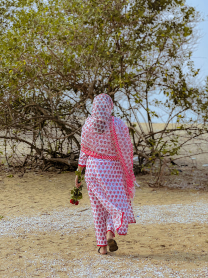 Hand Block Printed Kurti Set with Mul Cotton Dupatta