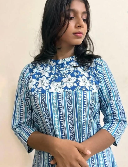 Floral Kurti with Stripes