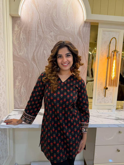 Black & Red Short Kurti
